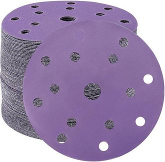 No Brand Discos De Lijado De 150 Mm, Papel De Lija De Grano 600, 50 Unidades, Discos De Lijado De 15 Agujeros Para Lijadora Orbital (morado)