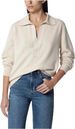Victoria Beckham Genevieve Polo Collar Jumper - Dames - V-hals truien - Beige - S - Wol - Truien & Vesten