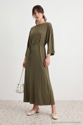 Trendyol Modest Dames Kaki Effen Maxi Lang A-lijn Modest Jurken