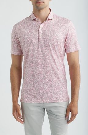Johnnie-O Watercolors Floral Performance Jersey Polo in Racing Red at Nordstrom, Size Xx-Large