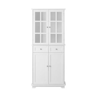 SoBuy Aparador alto con 4 puertas 2 cajones madera blanco