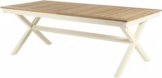 ED&Egrave;N JARD&Iacute; Mesa extensible de exterior de aluminio blanco roto y teca 220-280 cm