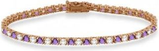 Allurez Alternating Diamond & Amethyst Eternity Bracelet 14K Rose Gold (8.37ct)