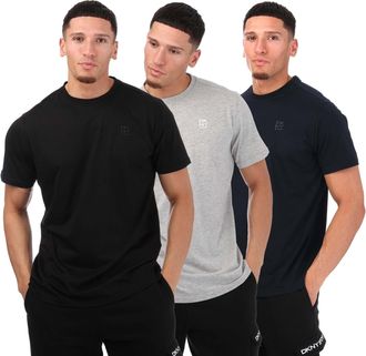 DKNY Heren Logo T-shirt (Set van 3) (Zwart/Zilver)
