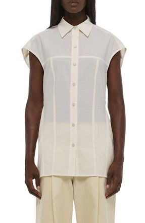 Helmut Lang Cap Sleeve Woven Shirt in Winter White at Nordstrom, Size Xx-Small