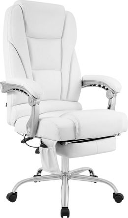 Clp Clp - Sill&oacute;n De Oficina Pacific De Cuero Aut&eacute;ntico Con Funci&oacute;n De Masaje Blanco