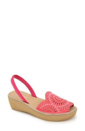 Kenneth Cole Reaction Fine Glass Foil Laser Wedge Sandal in Geranium Micro at Nordstrom Rack, Size 7.5