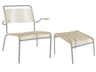 Schubiger M&ouml;bel Spaghetti-Lounger + Hocker S&auml;ntis mit Armlehnen