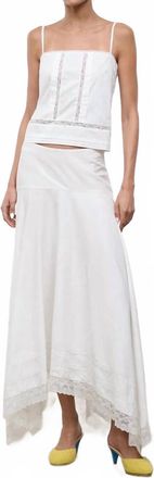 Staud Ainsley Lace Trim Maxi Skirt In Ivory