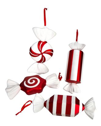 Nearly Natural Jumbo Assorted Candy Holiday Christmas Deluxe Shatterproof Ornament Set Of 4
