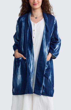 Luukaa D'Celli Monroe Batik-effect Long Jacket in Candy Sky at Nordstrom, Size X-Large/xx-Large