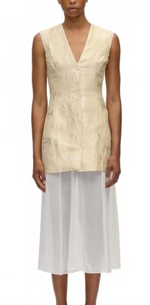 Stine Goya Waistcoat Tailored Midi Dress In Porcelain Cream