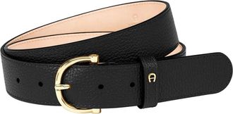 Aigner Delia Leren Riem met Metalen Details - Dames - Riemen - Zwart - 90 CM - Leer - Accessoires