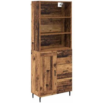 vidaXL Highboard Old Wood 69.5 x 34 x 180 cm Engineered Wood and Glass vidaXL