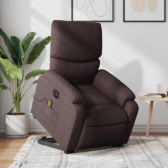 vidaXL Vidaxl - Sill&oacute;n Masaje El&eacute;ctrico Reclinable Elevable Tela Marr&oacute;n Oscuro