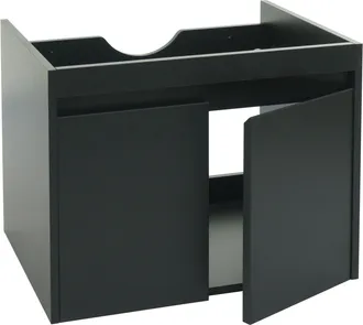 Hhg Nunca Usado] Mueble Bajo Lavabo Hhg 632, Mueble Bajo Lavabo, Mvg Melamina 2 Puertas 48x59x46cm, Negro