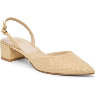 Dolce Vita Carel Pointed Toe Slingback Pump in Natural Raffia at Nordstrom, Size 6.5