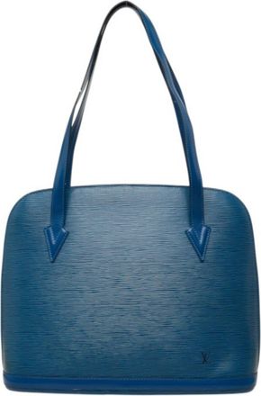 Louis Vuitton Toledo Blue Leather Shoulder Bag Tote Bag (Pre-Owned)