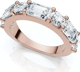 Pompeii3 2.30Ct Emerald & Round Diamond Wedding Anniversary Ring 14k Lab Grown