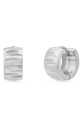 HMY Jewelry 14mm Diamond Cut Huggie Hoop Earrings in Metallic at Nordstrom Rack