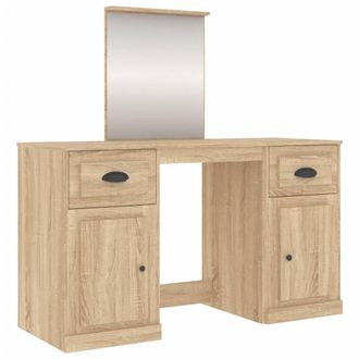 Berkfield Home Dressing Table with Mirror Sonoma Oak 130x50x132.5 cm in Light Tan
