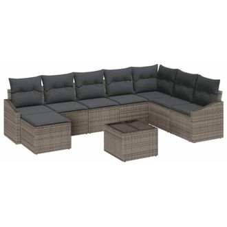 vidaXL Vidaxl - Conjunto De Comedor De Jard&iacute;n Con Coj&iacute;n 9 Pcs Gris Claro