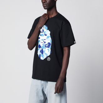 A Bathing Ape T-shirt nera con stampa mimetica blu/azzurra