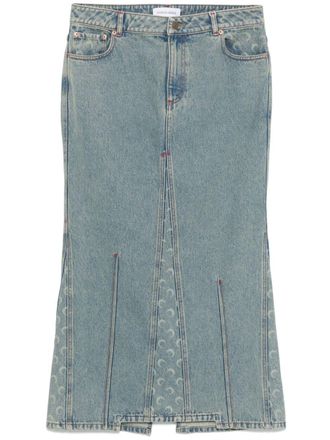 Marine Serre Denim maxi-rok met maanlaser - Blauw