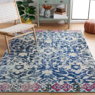 Safavieh Madison Machine Made Area rug, Navy / Ivory Bohemian Style Easy Care