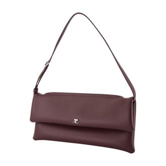 Courr&egrave;ges Womens Leather Fold-Over Clutch Burgundy Wallet