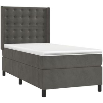 vidaXL Vidaxl - Cama Box Spring Colch&oacute;n Y Led Terciopelo Gris Oscuro 80x200 Cm