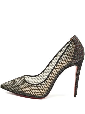 Christian Louboutin Follies glitter-panelled pumps - Black