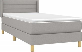 vidaXL Vidaxl - Cama Box Spring Con Colch&oacute;n Tela Gris Claro 100x200 Cm