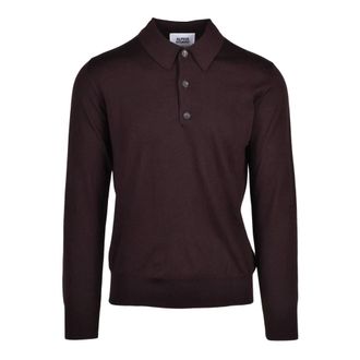 Alpha Studio Tops, Heren, Bruin, M, Wol, Polo van gebreide stof