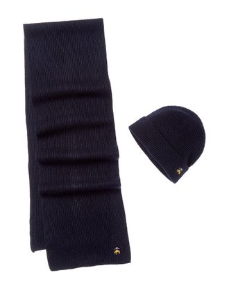 Brooks Brothers 2Pc Wool & Cashmere-Blend Hat & Scarf Set
