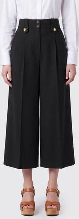 Zimmermann Pantaloni cropped wide leg in lana e seta a vita alta con pince