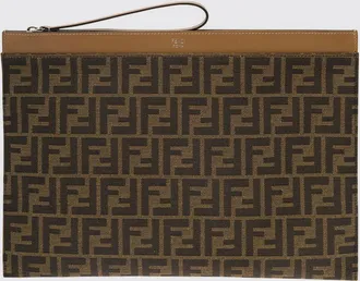 Fendi Portadocumenti in tessuto jacquard FF con dettagli in pelle di vitello