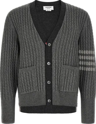 Thom Browne Gray Virgin Wool Mens Cardigan