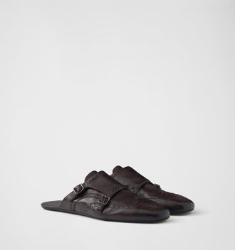 Prada Shuffle double monk strap leather mules