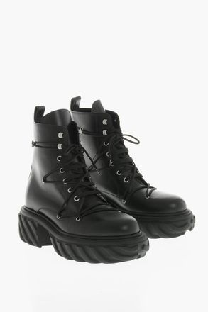 Off-white Anfibi TRACTOR in Pelle con Suola Track Off-White