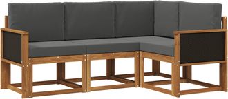 vidaXL Conjunto De Sof&aacute;s De Exterior 4 Uds. Natural Y Antracita Vidaxl