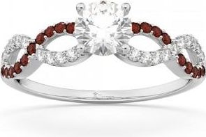Allurez Infinity Diamond & Garnet Engagement Ring in 18k White Gold (0.21ct)