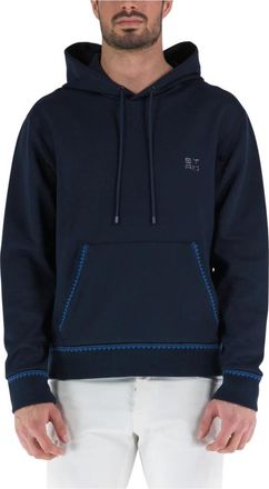 Etro French Terry Hoodie - Heren - Hoodies - Blauw - L - Katoen - Hoodies & sweatvesten