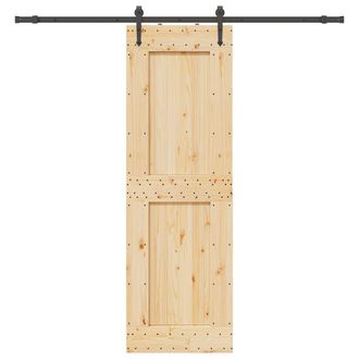 Berkfield Home Sliding Door with Hardware Set 70x210 cm Solid Wood Pine in Brown