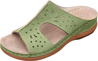 Generic Womens Cut Out Platform Slides Breathable Open Toe Casual Sandals Comfortable Orthopedic Summer Slippers for Women Thick Sole Home Shoes for Indoor Ou