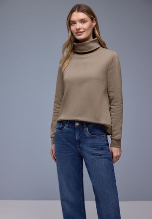 Street One Sweater STREET ONE, Damen, Gr. 34, light terra mocha, Sweatware, Obermaterial: 85% Baumwolle, 15% Polyester, unifarben, normal h&uuml;ftbedeckend, Rundhals