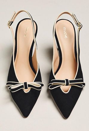 Maeve Bow Pointed-Toe Slingback Heels