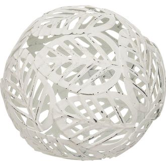 Foreside Home And Garden White Distressed Metal Laser Cut Leaf Pattern Decorative Sculpture at Nordstrom