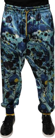 Dolce & Gabbana Mens Abstract Marble Print Pants - Dark Blue - Size EU 50 (Mens)