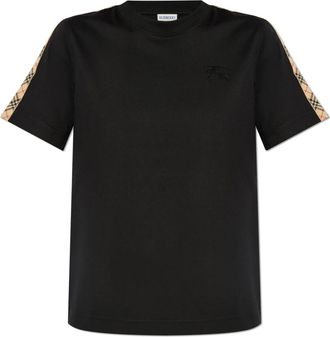 Burberry T-Shirt met Geborduurd Logo - Dames - T-shirts - Zwart - 2XS - Katoen - Tops